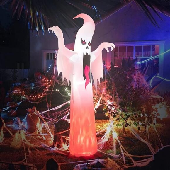 12 FT Halloween Inflatables Outdoor Decorations Ghost Build-in LEDs Blow Up Part - Picture 1 of 7
